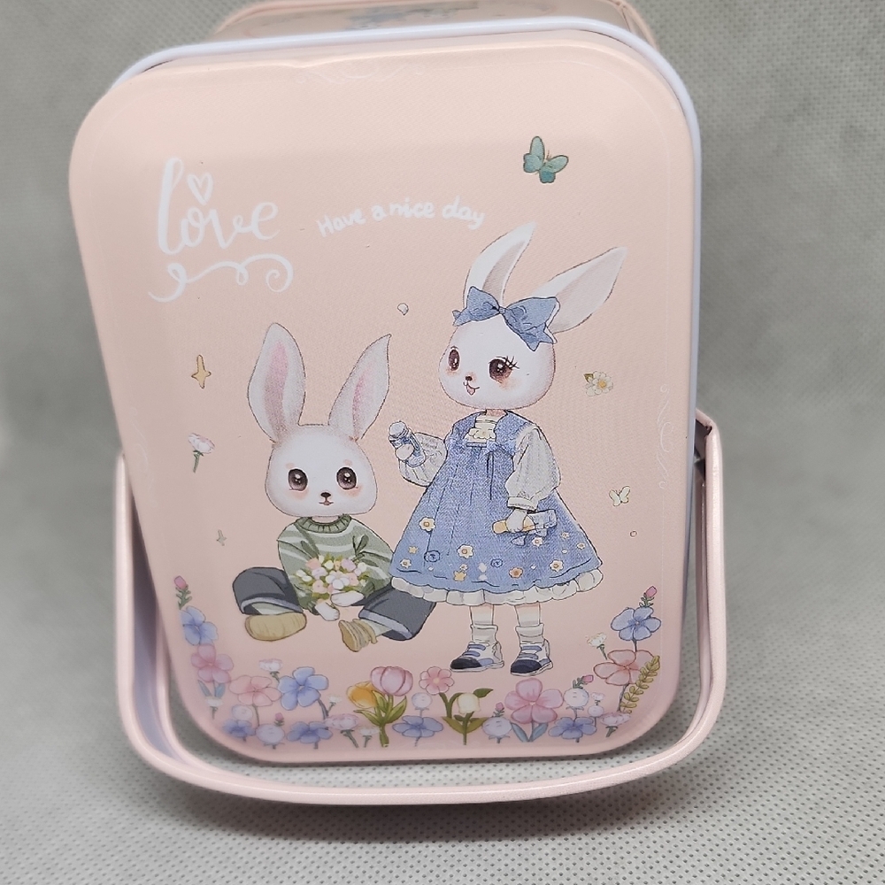 Kids Bunny In Lunch Box - Pink Clip ON BACK PACK